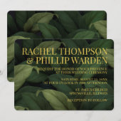 Dunkelgrüne tropische Blätter zum Hochzeitsempfang Einladung (Vorne/Hinten)