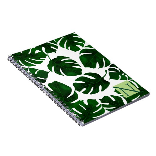 Dunkelgrüne tropische Palmen Blätter Sommer botani Notizblock (Rechte Seite)