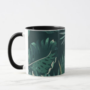 Dunkelgrüne tropische Pflanze Tasse
