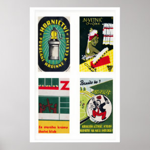 Dunkelgrüne tschechoslowakische Streichholzschacht Poster