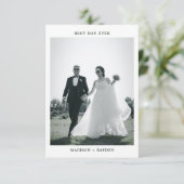 Dunkelgrüne Typografie-Foto Hochzeit Dankeskarte (Stehend Vorderseite)