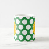 Dunkelgrüne u. gelbe große Polka-Punkte mit Kaffeetasse (Mittel)