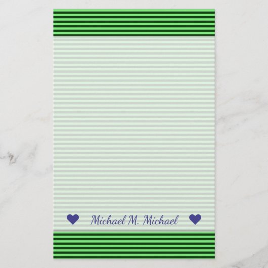 Dunkelgrüne u. hellgrüne Streifen/Linien Muster Briefpapier (Vorderseite)