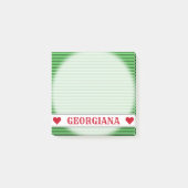 Dunkelgrüne u. hellgrüne Streifen/Linien Muster Post-it Klebezettel (Vorderseite)