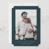 Dunkelgrüne Ultra-Minimal-Fotokarte Save the Date (Vorderseite)