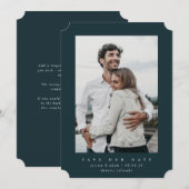 Dunkelgrüne Ultra-Minimal-Fotokarte Save the Date (Vorne/Hinten)