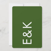 Dunkelgrüne ultramoderne Monogramm-Hochzeit Einladung (Rückseite)