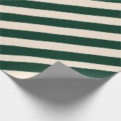 Dunkelgrüne und antike weiße Streifen Geschenkpapier (Ecke)