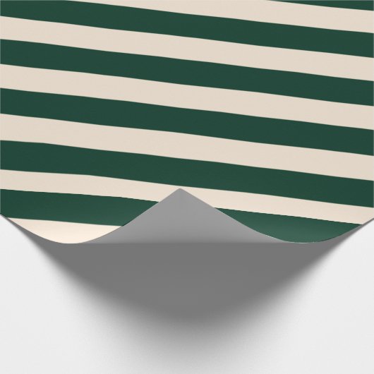 Dunkelgrüne und antike weiße Streifen Geschenkpapier (Ecke)