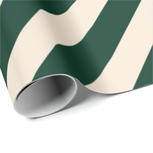 Dunkelgrüne und antike weiße Streifen Geschenkpapier (Rolleneckpunkt)