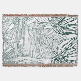 dunkelgrüne und aquamarine Monstera-Blätter & Lili Decke