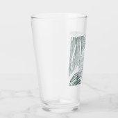 dunkelgrüne und aquamarine Monstera-Blätter & Lili Glas (Rechts)