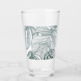 dunkelgrüne und aquamarine Monstera-Blätter & Lili Glas
