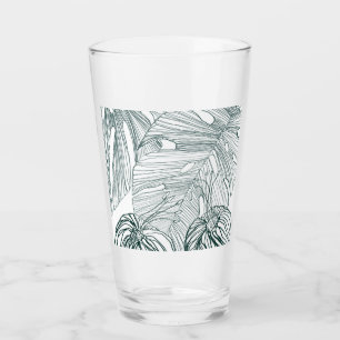 dunkelgrüne und aquamarine Monstera-Blätter & Lili Glas
