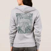 dunkelgrüne und aquamarine Monstera-Blätter & Lili Hoodie (Rückseite)