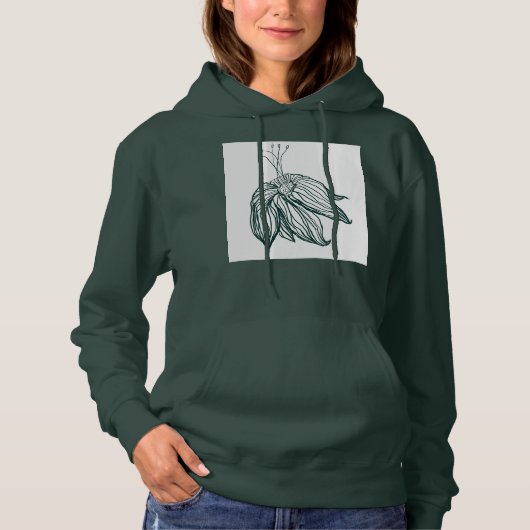 dunkelgrüne und aquamarine Monstera-Blätter & Lili Hoodie (Vorderseite)