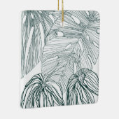 dunkelgrüne und aquamarine Monstera-Blätter & Lili Keramikornament (Rechts)