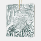 dunkelgrüne und aquamarine Monstera-Blätter & Lili Keramikornament (Links)