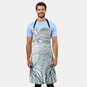 dunkelgrüne und aquamarine Monstera-Blätter & Lili Schürze (Getragen)