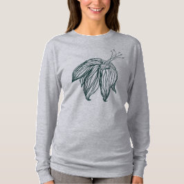dunkelgrüne und aquamarine Monstera-Blätter & Lili T-Shirt