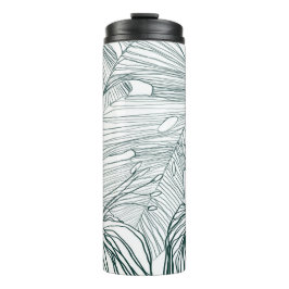 dunkelgrüne und aquamarine Monstera-Blätter & Lili Thermosbecher