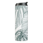 dunkelgrüne und aquamarine Monstera-Blätter & Lili Thermosbecher (Nach links gedreht)