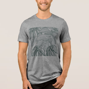 dunkelgrüne und aquamarine Monstera-Blätter & Lili Tri-Blend Shirt
