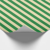 Dunkelgrüne und beige Streifen Geschenkpapier (Ecke)