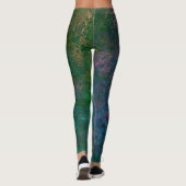 Dunkelgrüne und blaue Alkoholtinte Abstrakt Leggings (Rückseite)