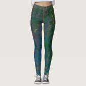 Dunkelgrüne und blaue Alkoholtinte Abstrakt Leggings (Vorderseite)