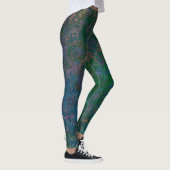 Dunkelgrüne und blaue Alkoholtinte Abstrakt Leggings (Rechts)