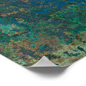 Dunkelgrüne und blaue Alkoholtinte Abstrakt Poster (Ecke)