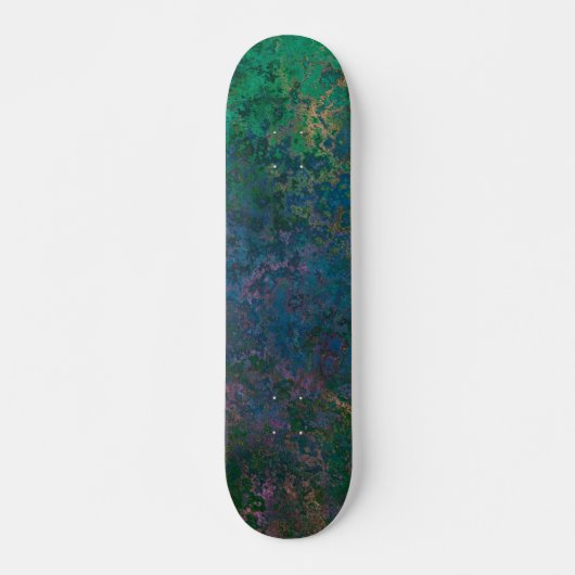 Dunkelgrüne und blaue Alkoholtinte Abstrakt Skateboard (Vorne)