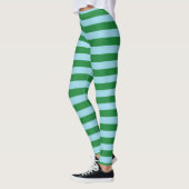 Dunkelgrüne und blaue Pastellstreifen Leggings (Links)