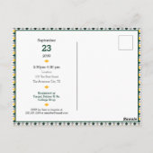 Dunkelgrüne und gelbe Raute Muster Kinderdusche Postkarte (Rückseite)