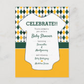 Dunkelgrüne und gelbe Raute Muster Kinderdusche Postkarte (Vorderseite)