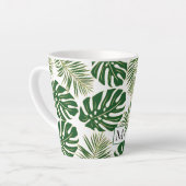 Dunkelgrüne und goldene Blätter und Monogramm Milchtasse (Linke Ecke)