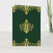 Dunkelgrüne und goldene Foil Damask Islamische Hoc Einladung (Rückseite)