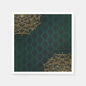 Dunkelgrüne und goldene marokkanische Nächte Serviette (Vorderseite)