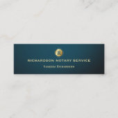 Dunkelgrüne und goldene Monogram Sleek Notare Busi Mini Visitenkarte (Vorderseite)