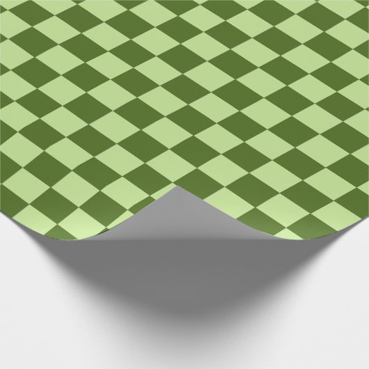 Dunkelgrüne und hellgrüne Schachbretter Geschenkpapier (Ecke)