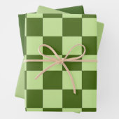 Dunkelgrüne und hellgrüne Schachbretter Geschenkpapier Set (Beispiel)
