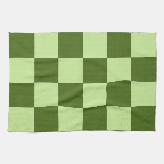 Dunkelgrüne und hellgrüne Schachbretter Geschirrtuch (Horizontal)
