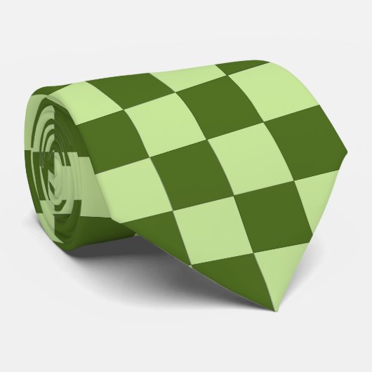 Dunkelgrüne und hellgrüne Schachbretter Krawatte (Gerollt)