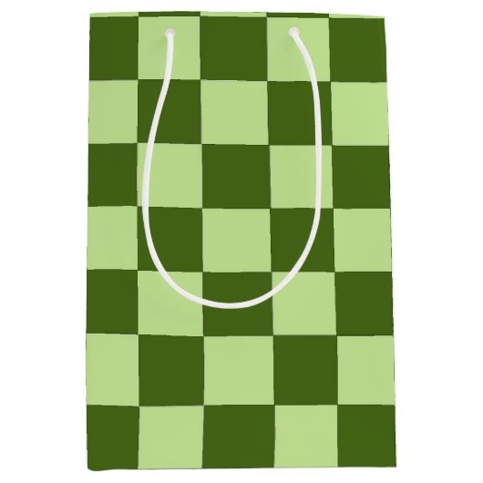 Dunkelgrüne und hellgrüne Schachbretter Mittlere Geschenktüte (Vorderseite)