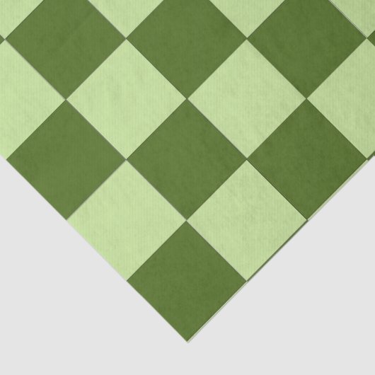 Dunkelgrüne und hellgrüne Schachbretter Seidenpapier (Detail)