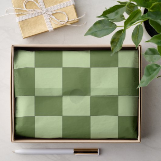 Dunkelgrüne und hellgrüne Schachbretter Seidenpapier (Geschenk)