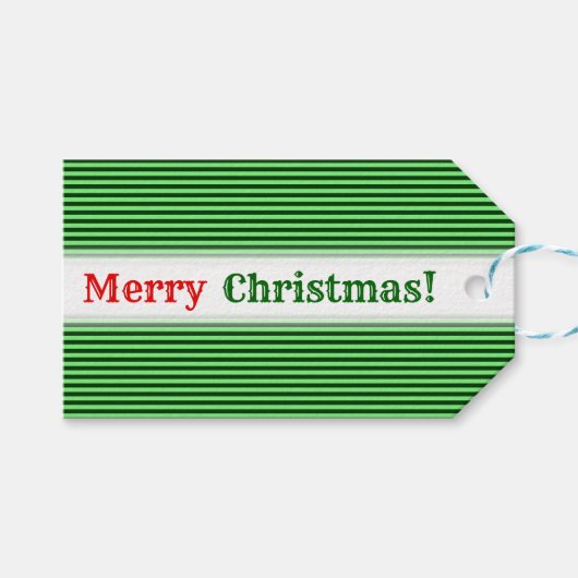 Dunkelgrüne und hellgrüne Streifen/Linienmuster Geschenkanhänger (Vorderseite (Horizontal))