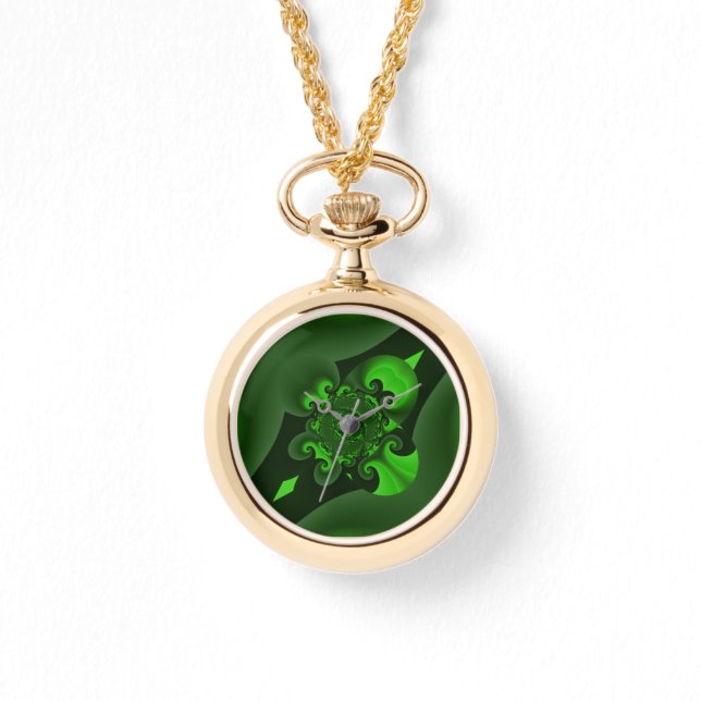 Dunkelgrüne und Limone Spiralwelle Armbanduhr (Vorderseite)