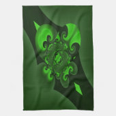 Dunkelgrüne und Limone Spiralwelle Geschirrtuch (Vertikal)